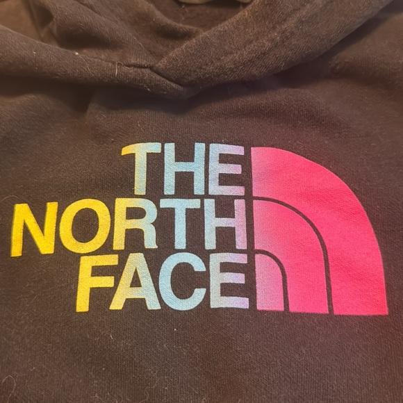 The North Face Kids black Hoodie with Multicolor Logo size girls 7/8 - Picture 4 of 4